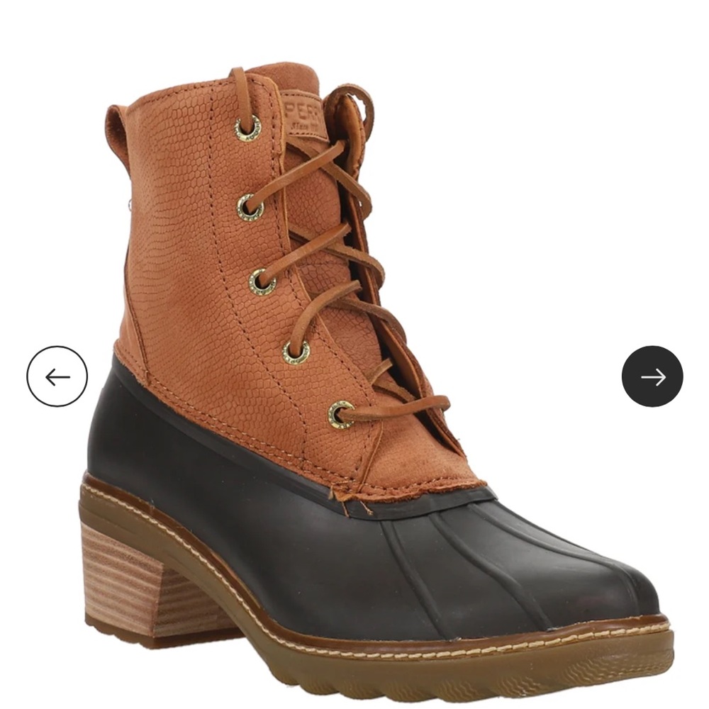 Sperry Brown and Black 2 tones of Lace-Up Duck Bootie